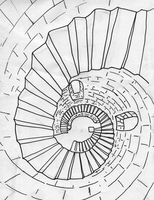 620x808 How To Draw A Spiral Staircase In Perspective 3d