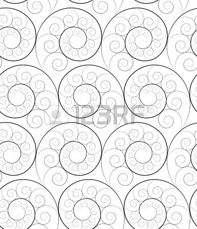 388x450 Black And White Seamless Fractal Pattern Of Spirals Royalty Free