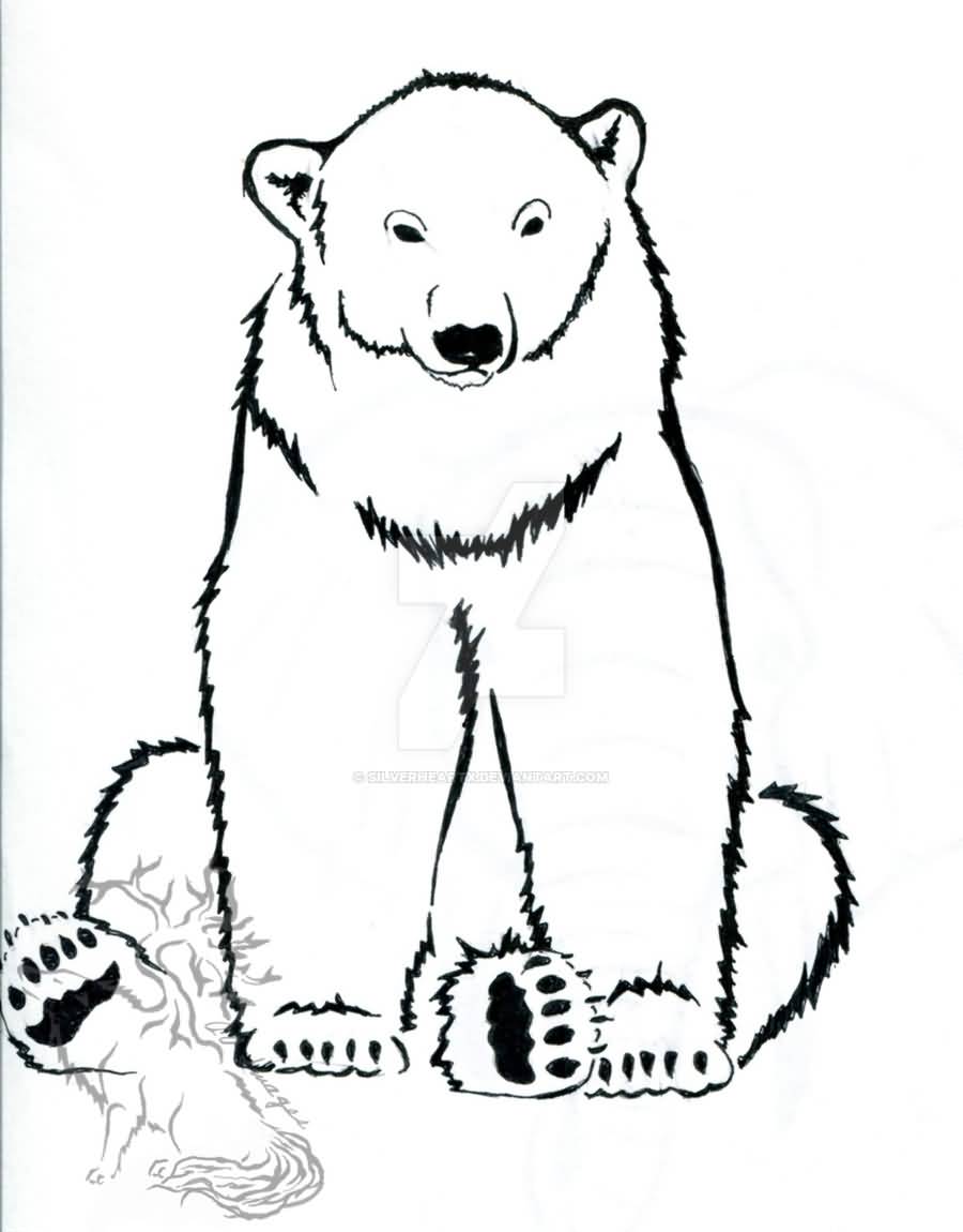 900x1150 Very Nice Polar Bear Sitting Tattoo Design By Silverheartx