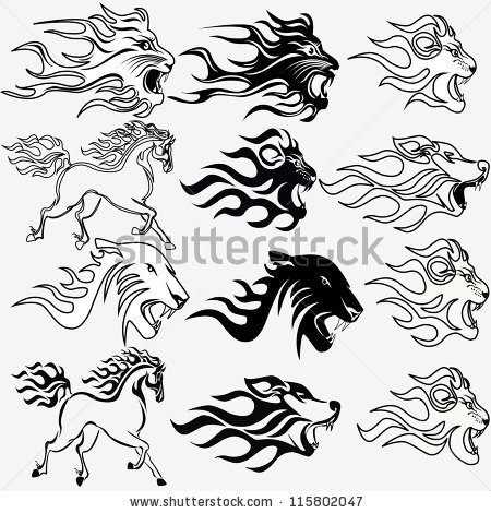 450x470 Fire Animals, More Vector Art Mascots Lions