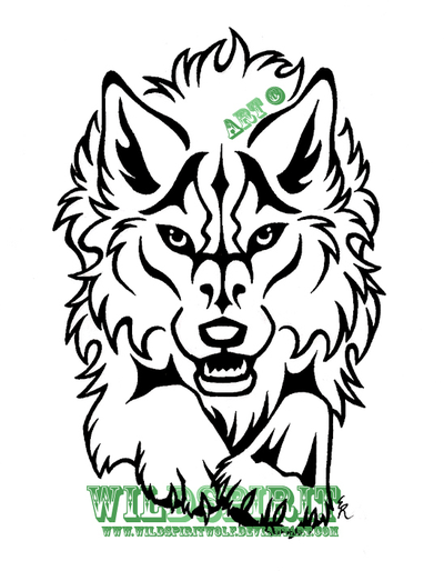 400x514 Spirit Face Patterns Fierce Leaping Wolf Design By
