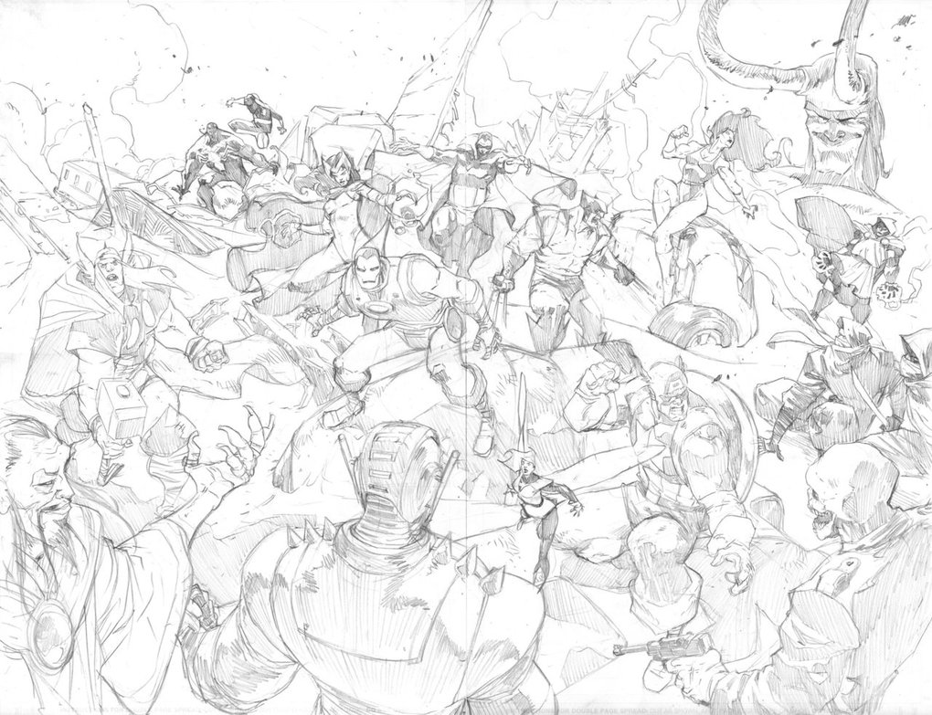 1020x783 Avengers Double Splash By Matteoscalera