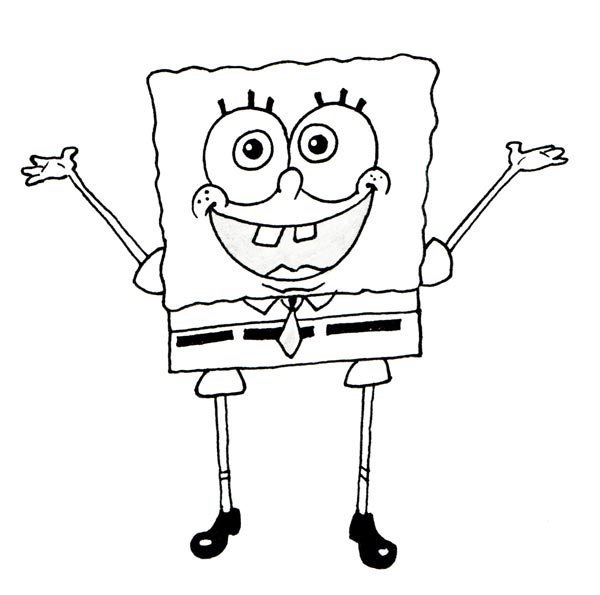 600x595 How To Draw Spongebob