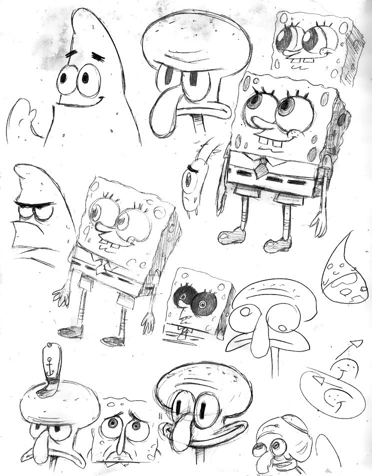 744x952 Spongebob Pencil Sketches I By Dwightyoakamfan