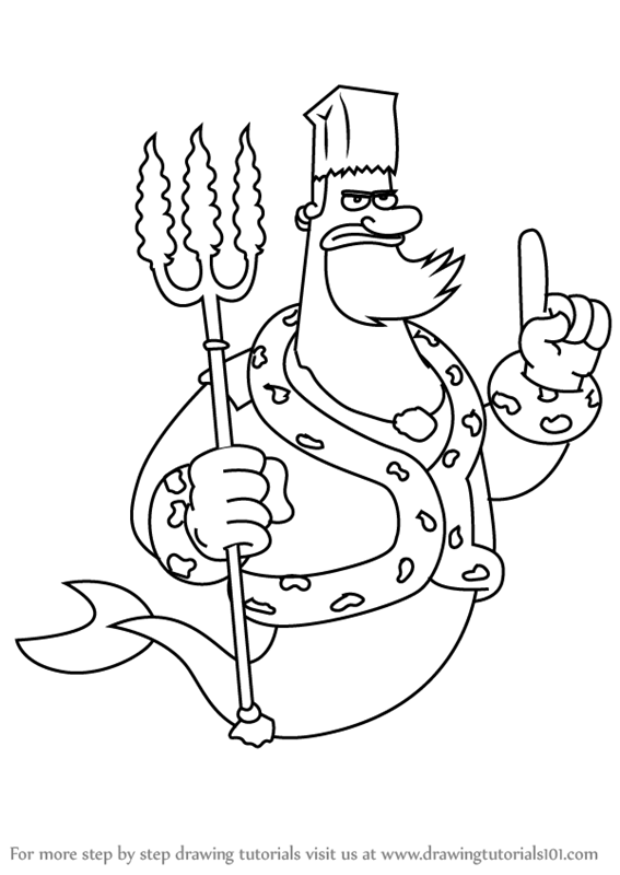 567x800 Learn How To Draw King Neptune From Spongebob Squarepants