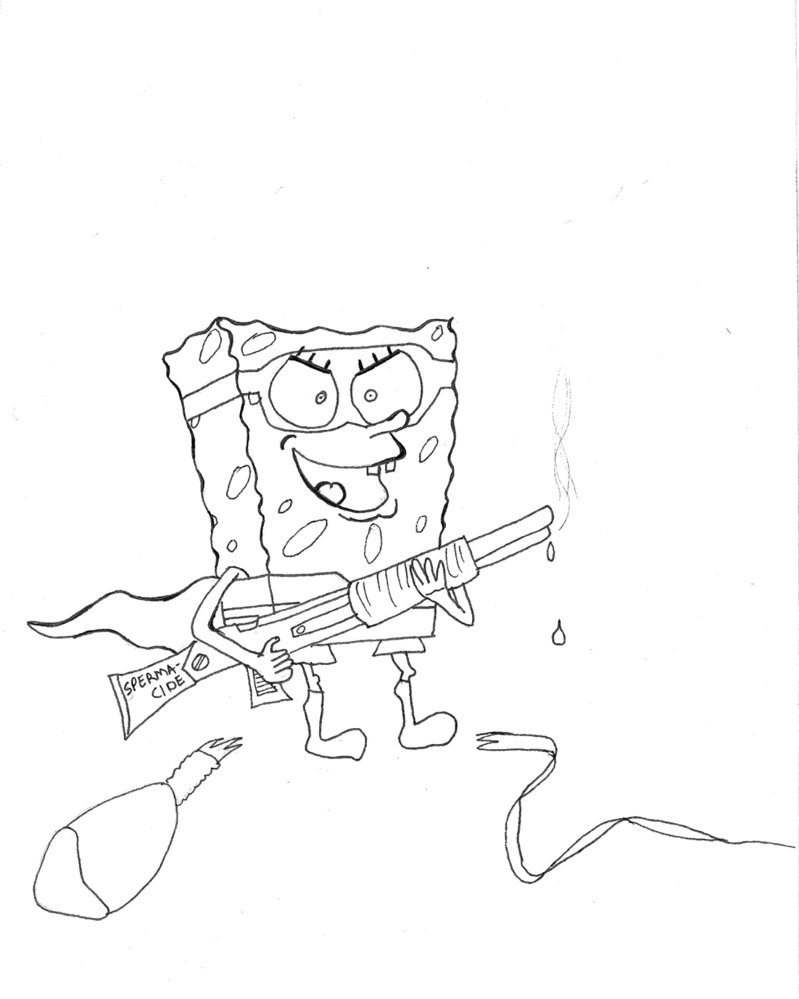 799x999 Sponge Bob Contraceptive Man Line Art By Taegre