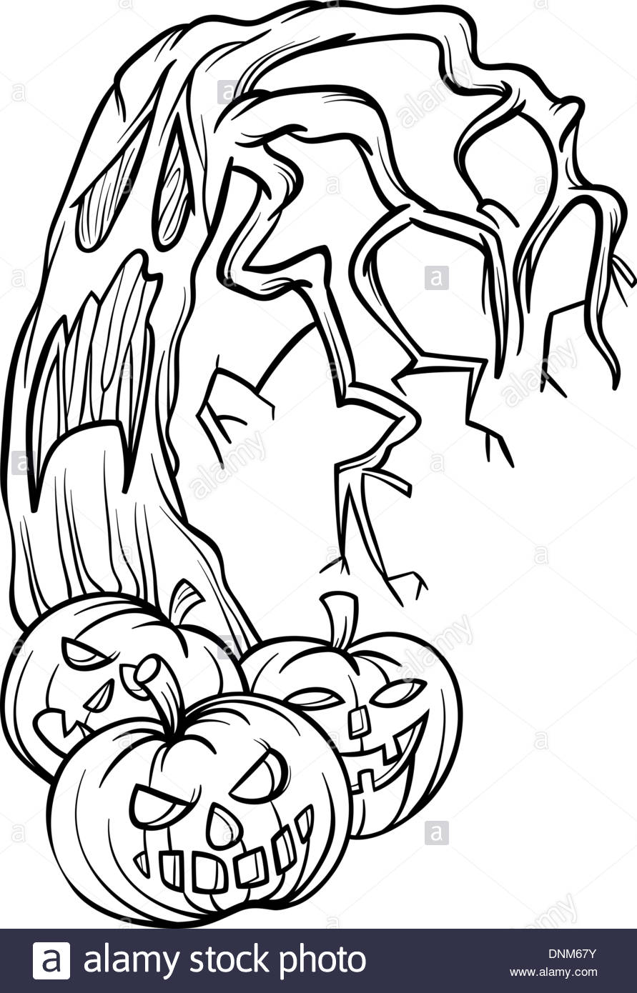 891x1390 Black And White Cartoon Illustration Of Halloween Pumpkins