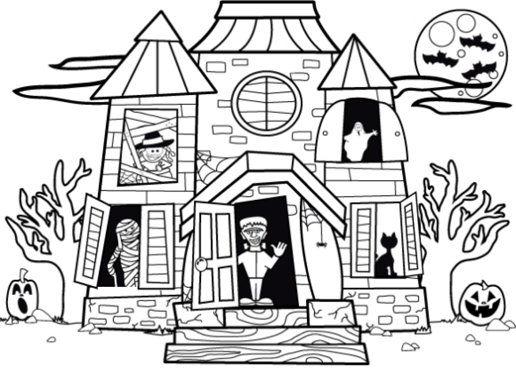 1024x757 Haunted House Coloring Pages Printables Tags Haunted House