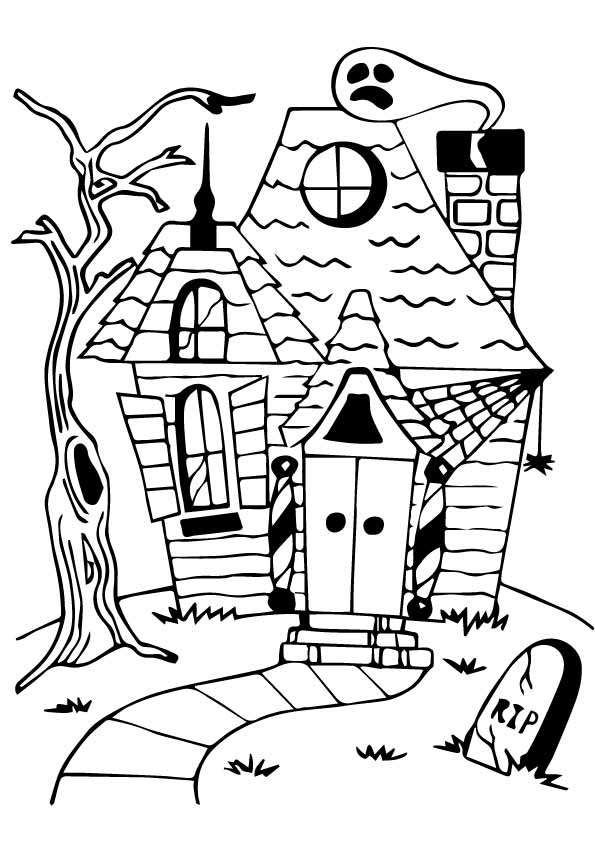 595x842 Haunted House Coloring Pages To Print