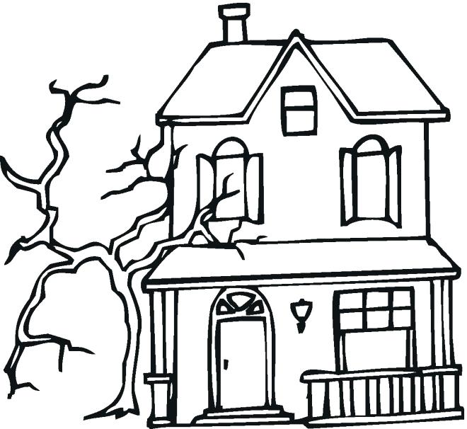 660x606 House Coloring Pages Printable Incredible In Addition To Stunning