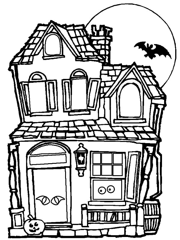 600x800 Spooky Dead Tree Beside Haunted House Coloring Pages Coloring Sun