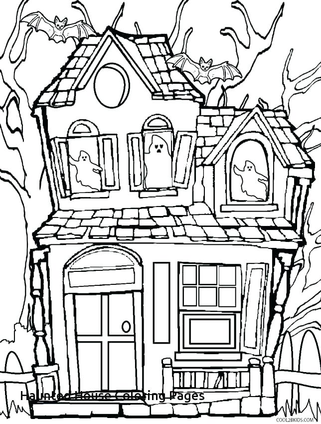 644x850 Haunted House Coloring Pages To Print Synthesis.site
