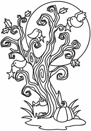 300x431 Coloring Page World Spooky Tree (Portrait)