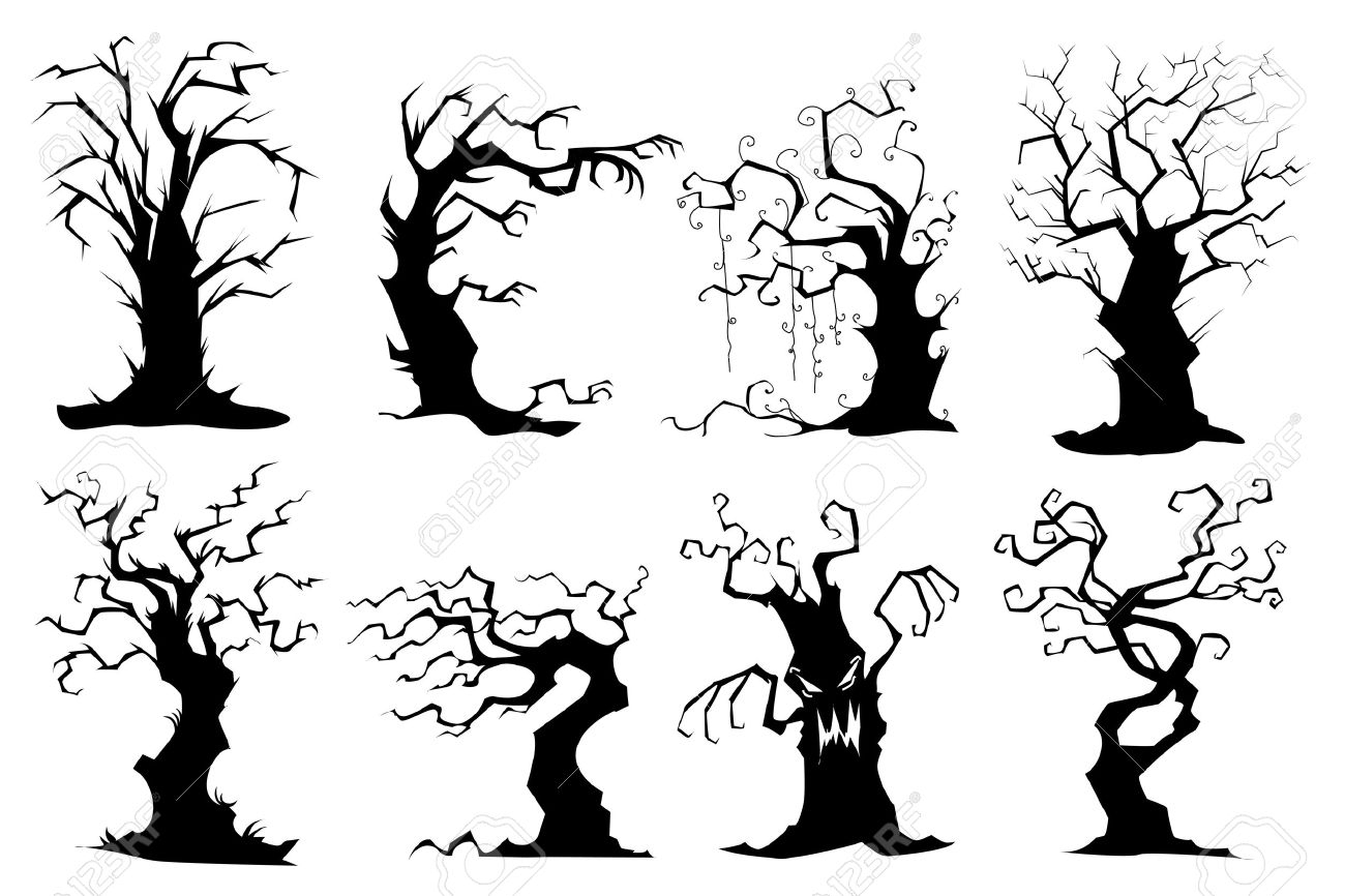 1300x866 Spooky Tree Drawing Creepy Clipart Haunted Tree