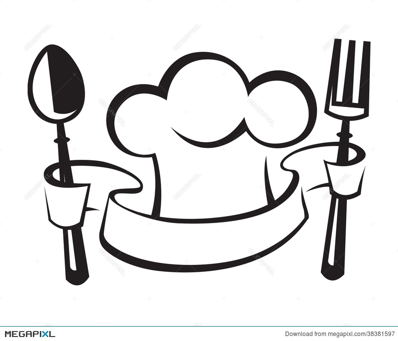 800x685 Chef Hat, Spoon And Fork Illustration 38381597