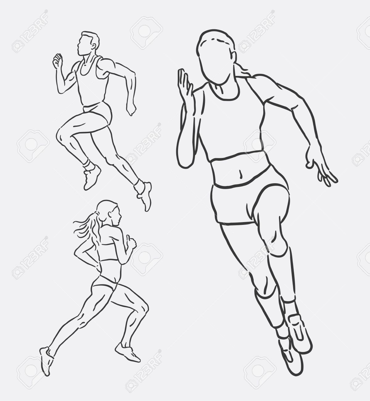 1199x1300 Running Male And Female Sport Hand Drawing. Good Use For Symbol