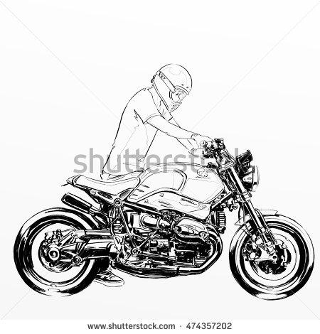 450x470 Man Riding Motorcycle Sketch Smallumbrella's Doodle