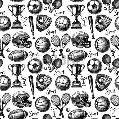 450x450 Hand Drawn Sports Set. Sketch Sport Balls. Vector Illustration