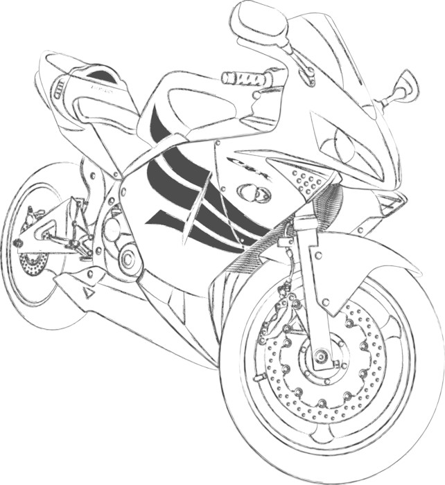 642x700 Sportsbike Sketch Karl O'Sullivan Wall Mural We Live