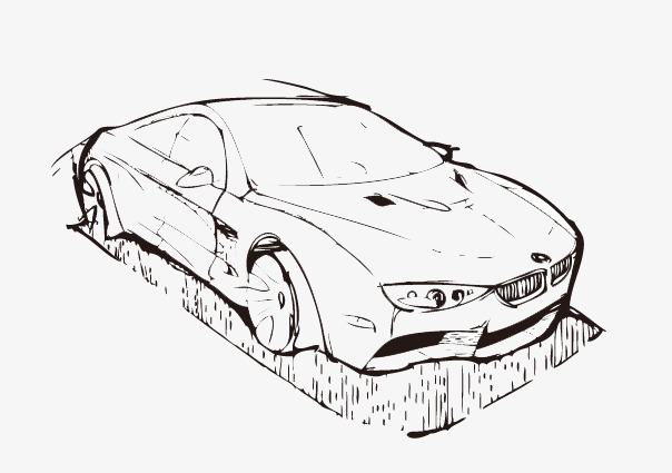 604x425 Hand Painted Car Outline, Contour, Hand Painted Car Png Image