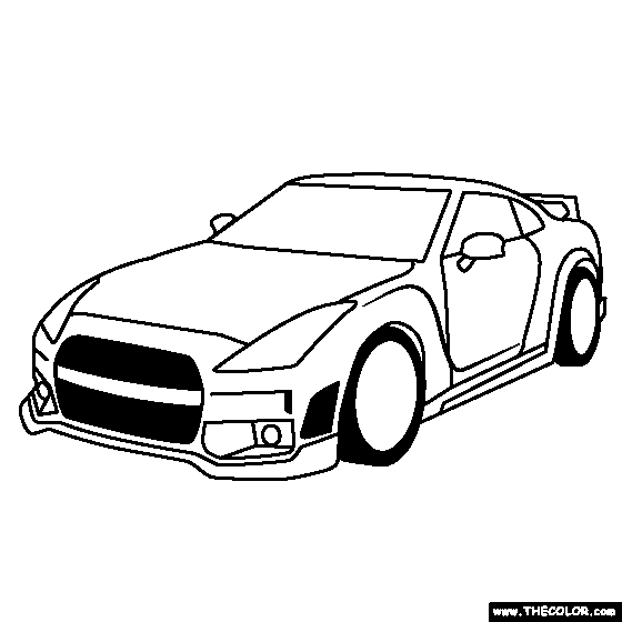 560x560 Nissan R35 Gt R Sports Car Online Coloring Page