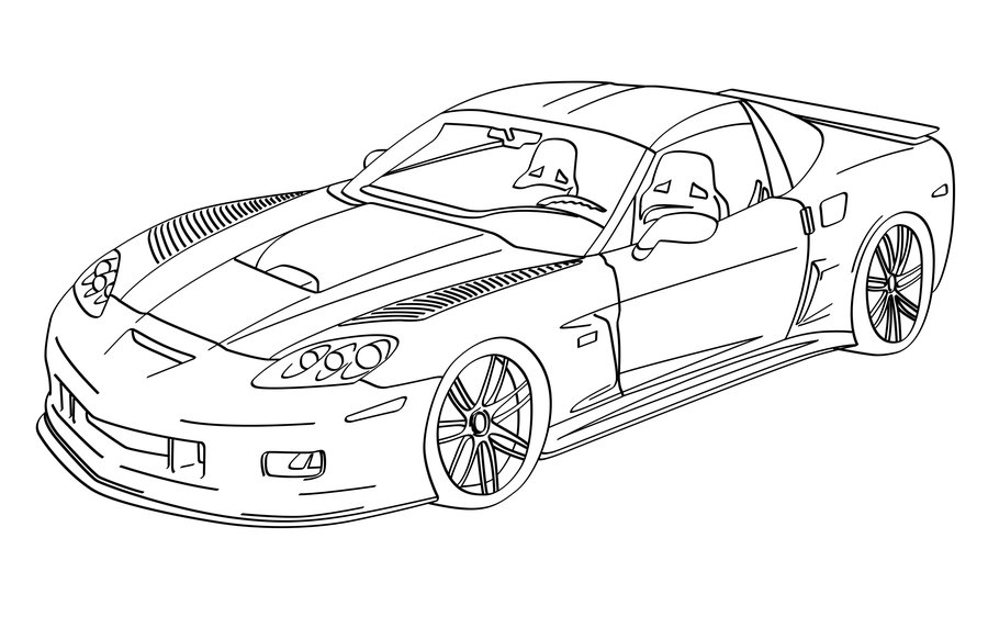 900x582 Drawn Car Corvette