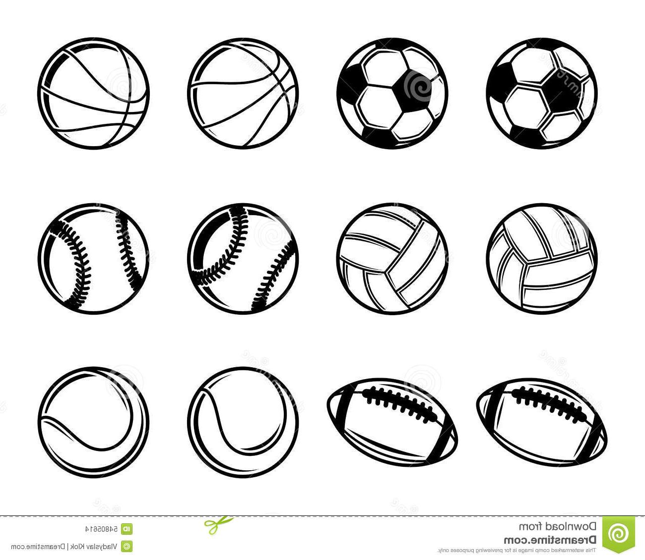 1300x1130 Hd Black White Sports Balls Collection Set Various Sport Isolated
