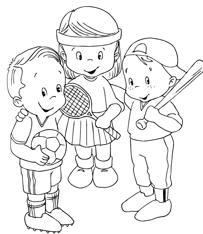 694x800 Sports Kids Having Fun Free Coloring Page Kids, Sports Coloring