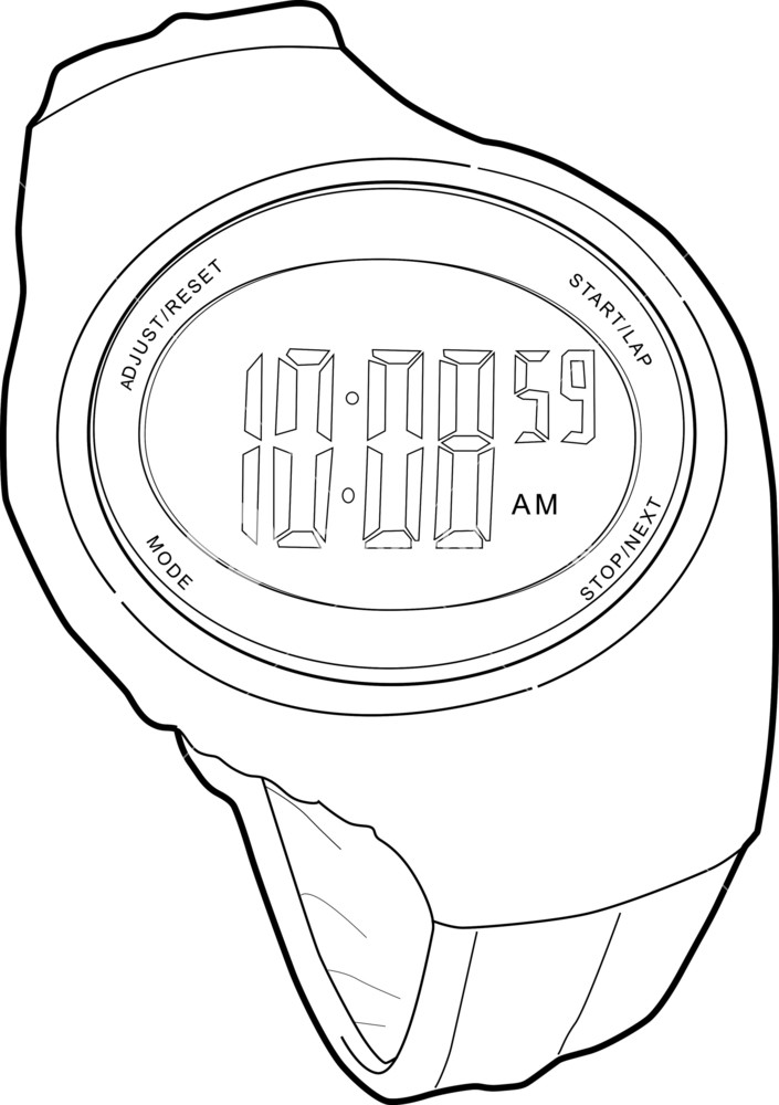 705x1000 Sports Watch Line Drawing Royalty Free Stock Image