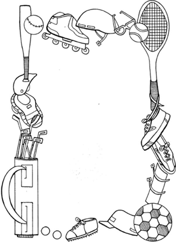 600x823 Sports Equipment Clipart Border