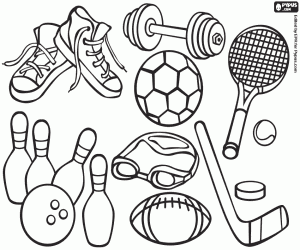 300x250 Sports Equipment Coloring Pages Printable Games