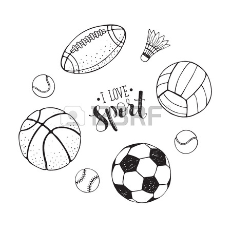 450x450 Collection Of Vector Sport Equipment. I Love Sports Illustration