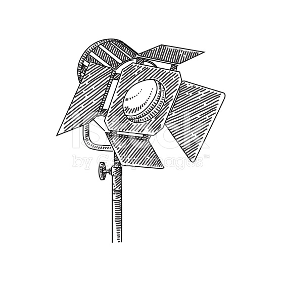 556x556 Line Drawing Of Spotlight. Elements Are Grouped.contains Eps10