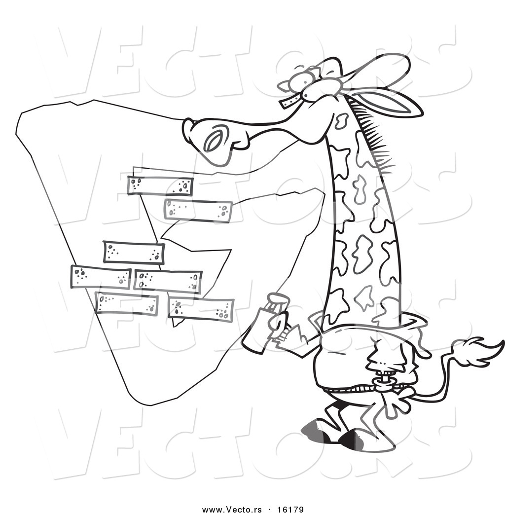 1024x1044 Vector Of A Cartoon Giraffe Spray Painting A G On A Wall