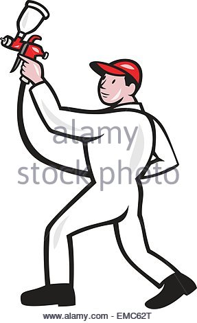 287x470 Painter Spray Paint Gun Side Circle Cartoon Stock Vector Art