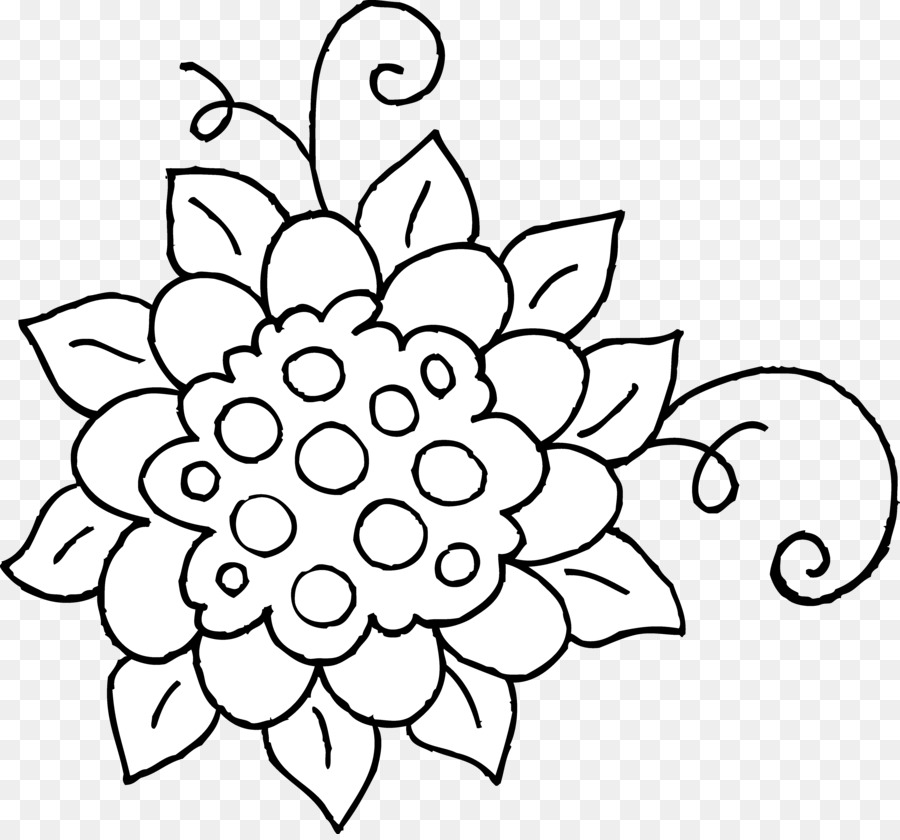 900x840 Black And White Flower Drawing Clip Art