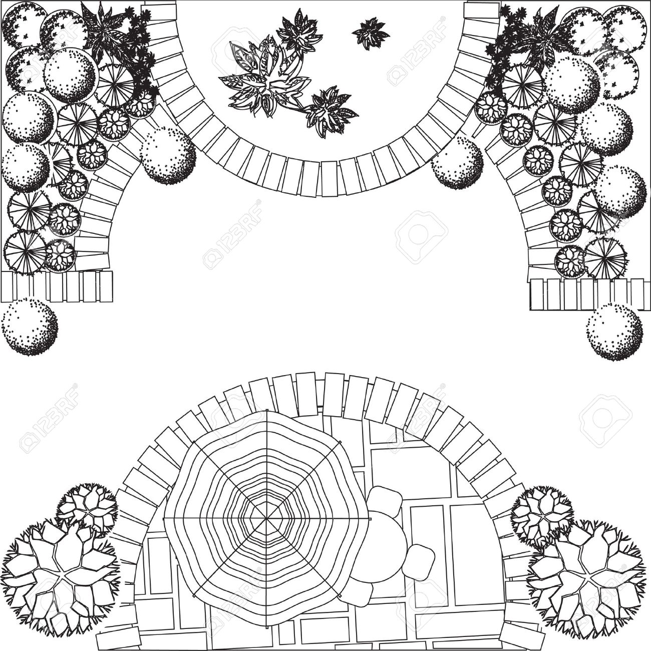 1300x1300 18966676 Plan Of Garden With Plant Symbols Stock. Draw The Final