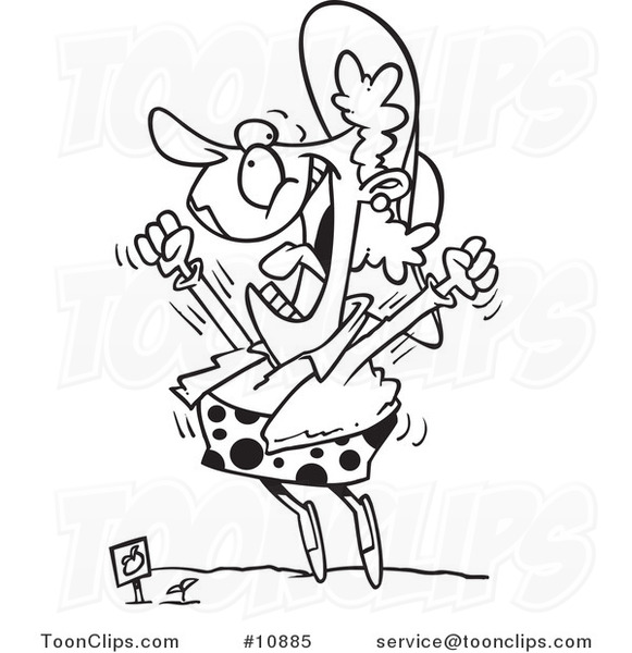 581x600 Cartoon Blacknd White Line Drawing Of Lady Excited Over