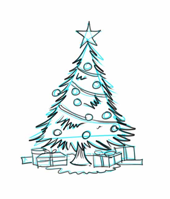 550x643 How To Draw A Christmas Tree