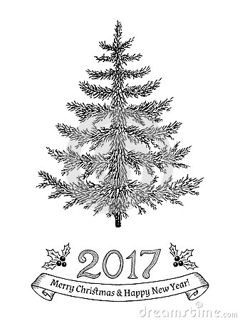 337x450 New Year Tree Drawing Merry Christmas Amp Happy New Year 2018 Quotes