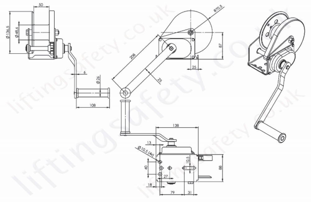 1000x649 Gebuwin Hw Spur Gear Winch, Range 200kg To 800kg