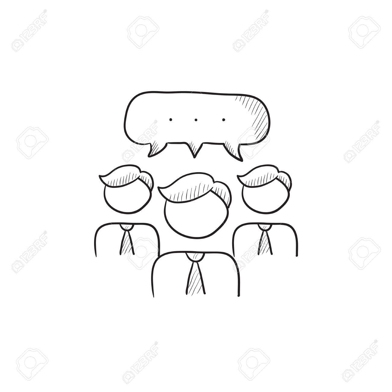 1300x1300 People With Speech Square Above Their Heads Vector Sketch Icon