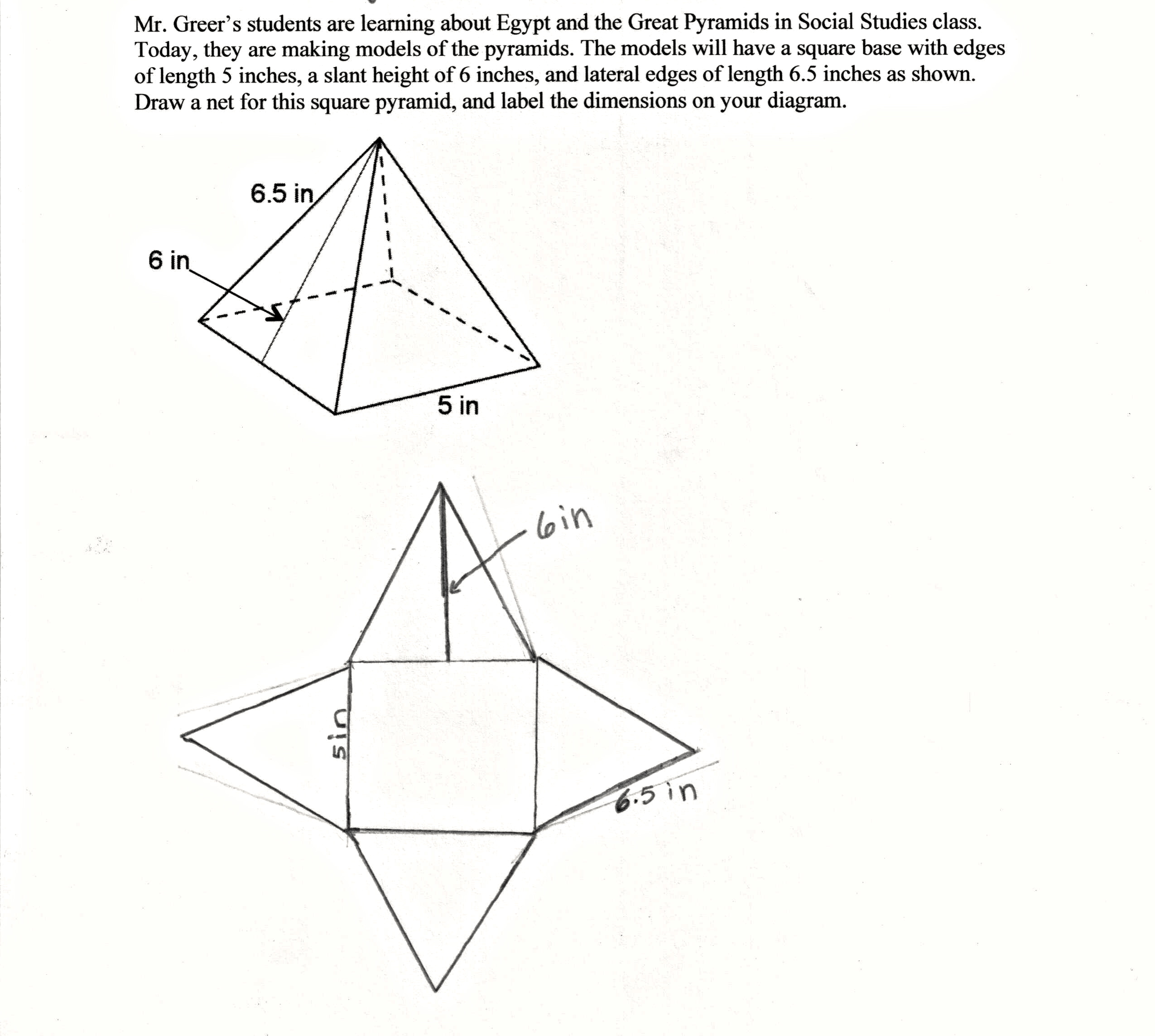 2550x2287 Pyramid Project Students Are Asked To Draw A Net Of A Three