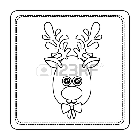 450x450 Sketch Silhouette Square Frame With Christmas Reindeer Face Vector