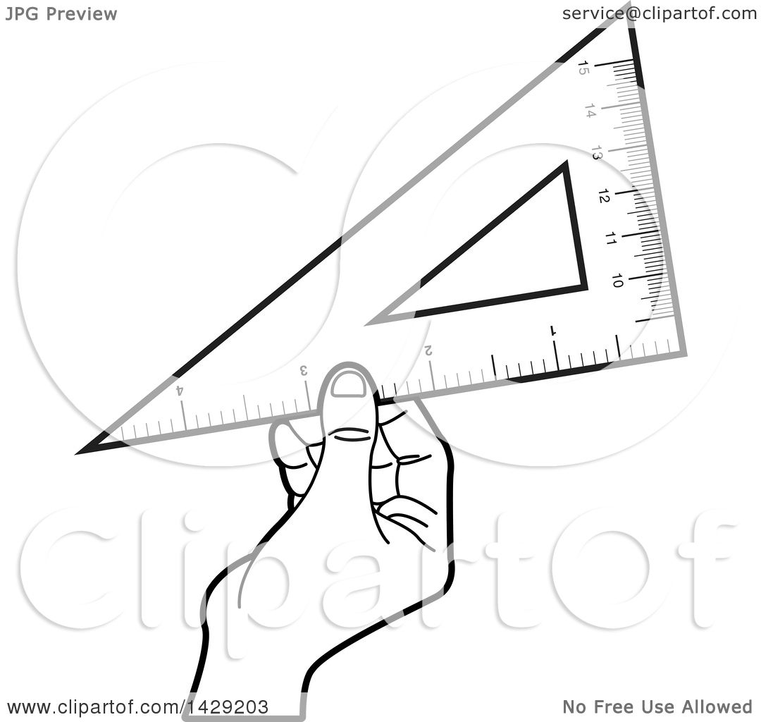 1080x1024 Clipart Of A Black And White Hand Holding A Set Square