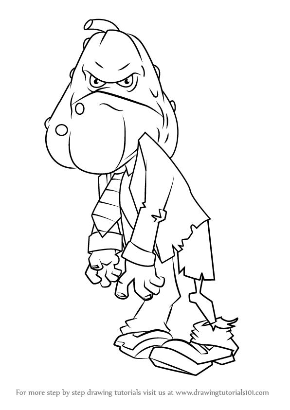 596x843 Learn How To Draw Squash Zombie From Plants Vs. Zombies (Plants Vs