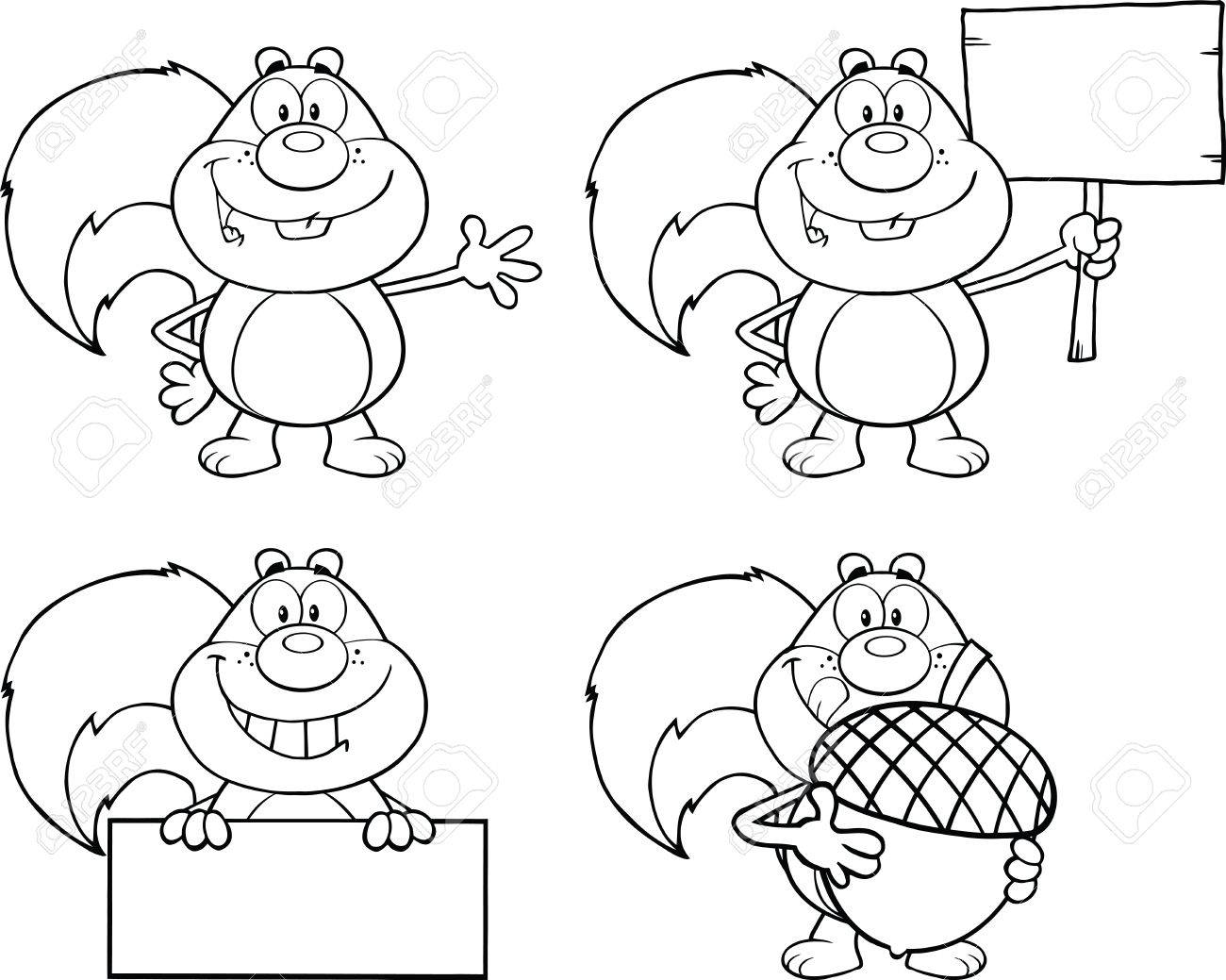 1300x1039 Black And White Squirrel Cartoon Mascot Character Collection