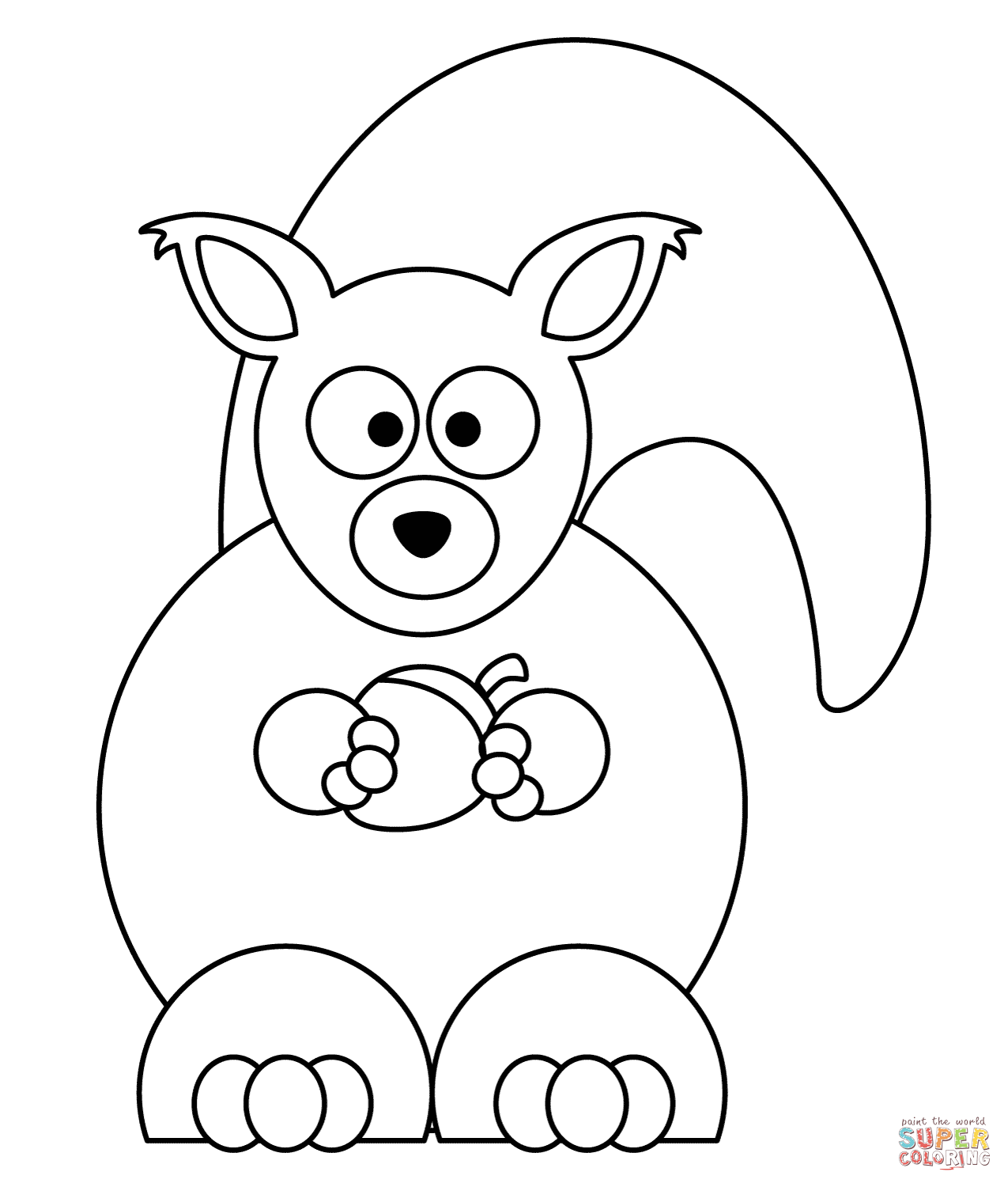 1275x1500 Cartoon Squirrel With Acorn Coloring Page Free Printable