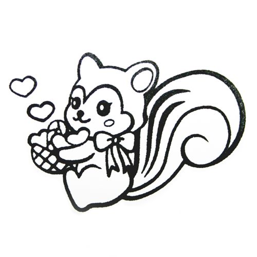 500x500 Cute Squirrel Stamp With Hearts Kawaii Japan