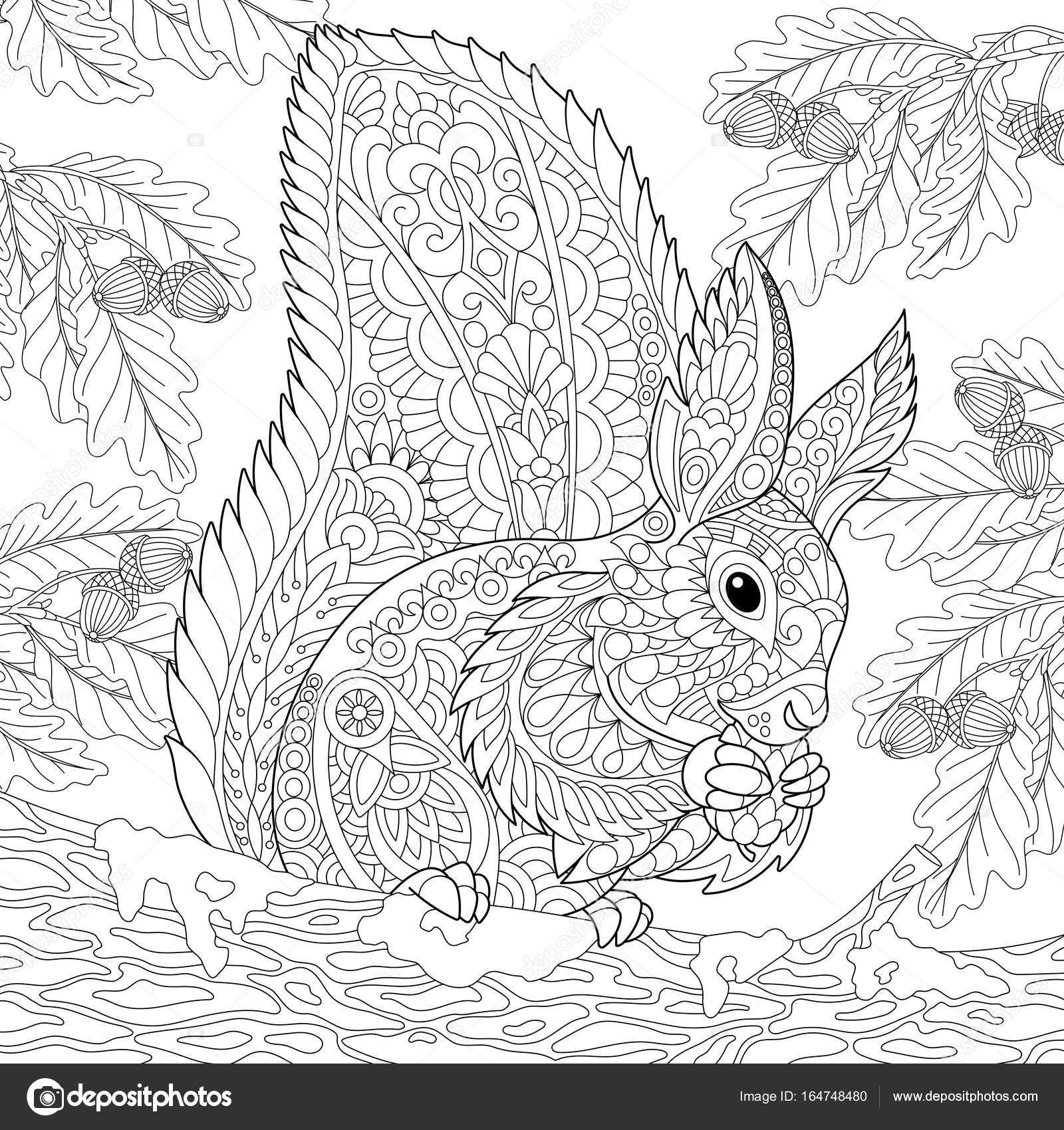 1600x1700 Zentangle Stylized Squirrel Stock Vector Sybirko
